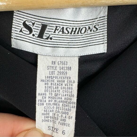 Vintage 90s Y2K Cowl Neck Dress Sz 6 Black Asymmetrical Hem Witchy Fairy Goth - Picture 7 of 11